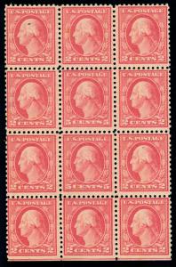 MOMEN: US STAMPS #505 DOUBLE ERROR BLOCK OF 12 MINT OG NH INTACT