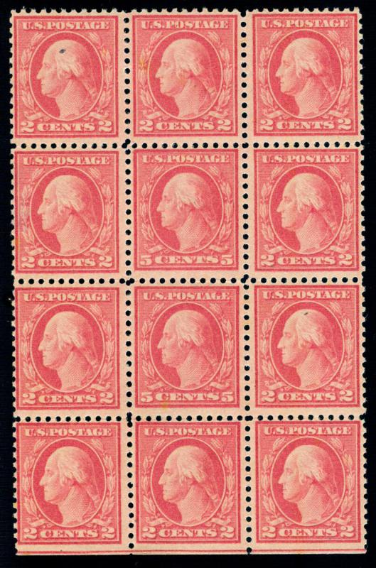 MOMEN: US STAMPS #505 DOUBLE ERROR BLOCK OF 12 MINT OG NH INTACT