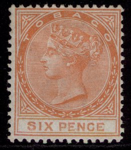 TOBAGO QV SG3, 6d orange, UNUSED. Cat £75. WMK CC