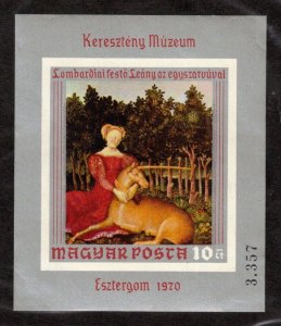 Hungary Sc 2060 MNH Imperf S/S of 1970/ Mi Bl.78, Art - Lady with Unicorn.