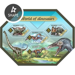 SOLOMON IS. - 2014 - World of Dinosaurs - Perf 4v Sheet -Mint Never Hinged