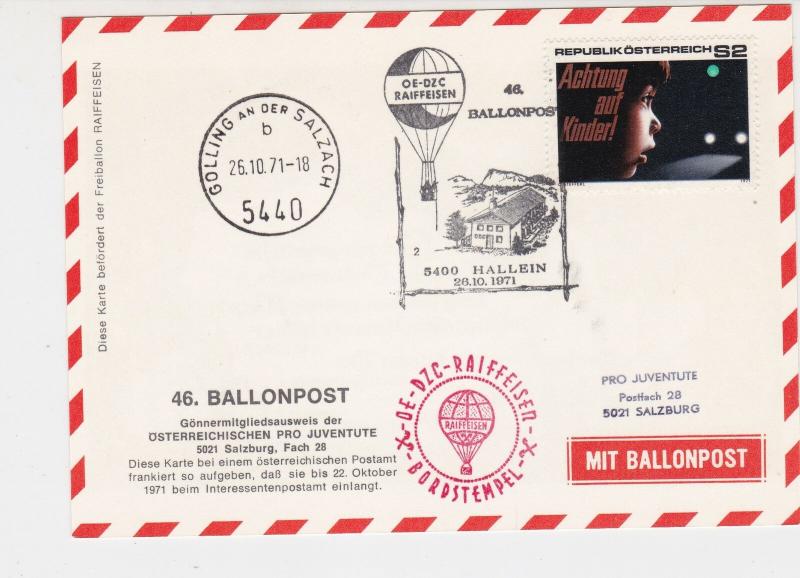 Austria 1971 House Hallein Slogan Balloon Post Stationary Stamps Card Ref 27524