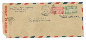 US C21/C22 June 1941 a 20c Clipper + 50c Clipper paid the 70c per half ounce airmail rate over the Pacific via Hong Kong on this