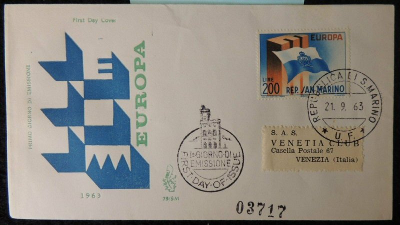 San Marino 1963 FDC europa cept flags good used