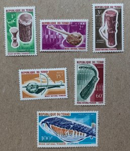 Chad 1965 Musical Instruments with airmail, MNH.  Scott 116-120, C23. CV $5.25