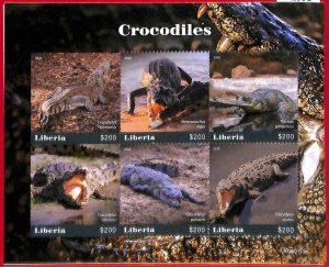 A1998- LIBERIA, ERROR: IMPERF, MINIATURE SHEET - 2020, Crocodiles, Reptiles 