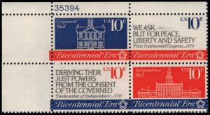 US #1543-46 CONTINENTAL CONGRESS MNH UL PLATE BLOCK #35394