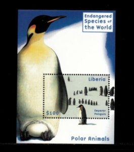 Liberia 2001 -  Penguins - Endangered Species - Souvenir Stamp Sheet - MNH