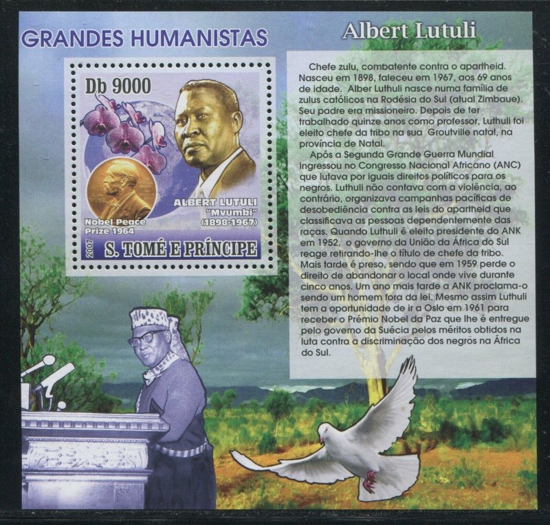 Saint Thomas & Prince Islands 2007 Nobel Peace Prize Albert Lutuli