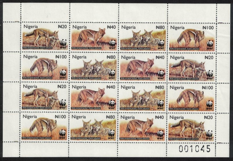 Nigeria WWF Side-striped Jackal Sheetlet of 4 sets 2003 MNH SC#759-762