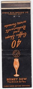 Canada Revenue 1/5¢ Excise Tax Matchbook HONEY DEW - THE DRINK FOR YOU