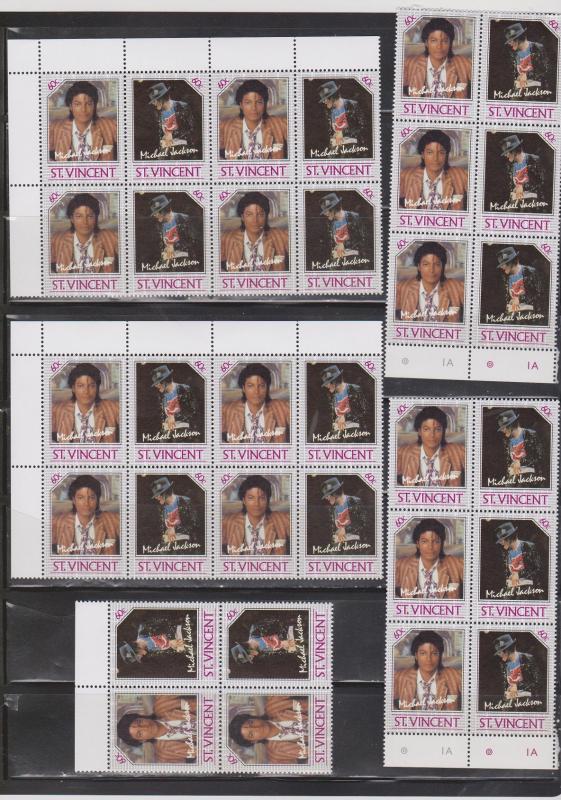 St Vincent Wholesale Lot Of MNH Michael Jackson Stamps Catalogue Value $105 +