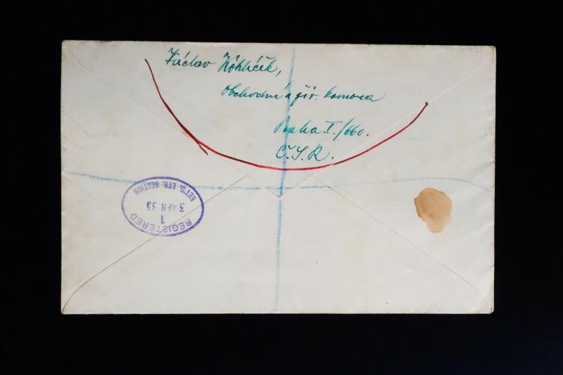 Czechoslovakia Registered Airmail Stamp Cover First Flight to London