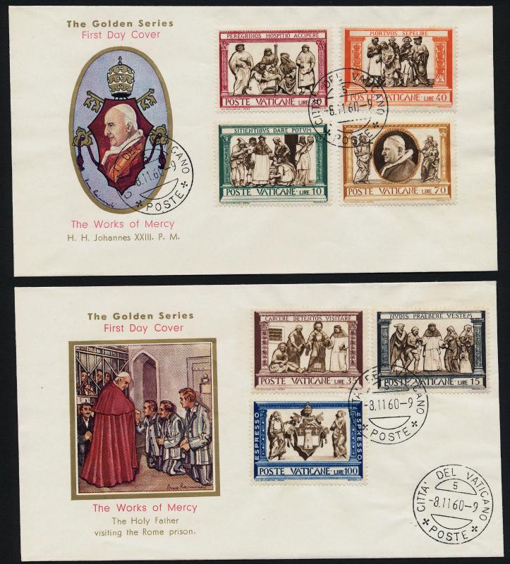 Vatican 284-91, E15-6 on Golden Series FDC's - Acts of Mercy