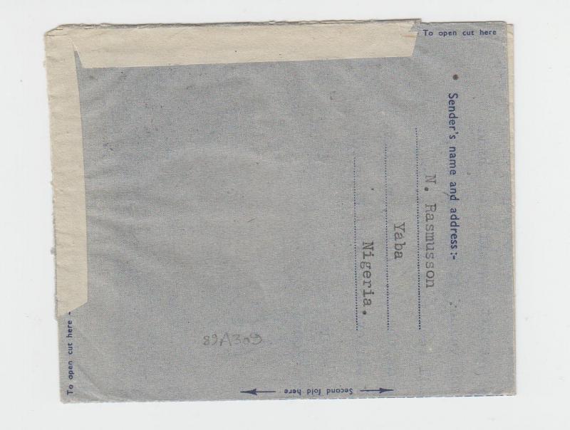 NIGERIA (YABA) TO UK 1946 AIR LETTER 6d RATED (SEE BELOW