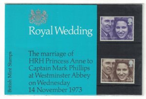 Great Britain Royal Wedding Princess Anne 2v Pres. Pack 1973 MNH SG#941-942