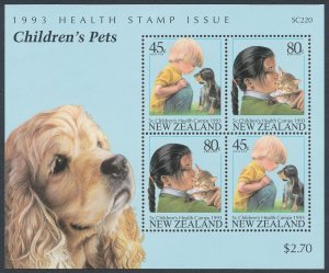 New Zealand 1993 Health Stamps - Children's Pets Minisheet SGMS1743 MNH