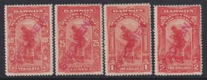 Canada Revenue (Yukon), van Dam YL1-YL2, YL4-YL5, MNH, SPECIMEN Overprints