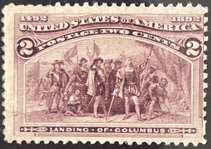 Scott #231 1893 2¢ Columbian Landing of Columbus unused lightly hinged