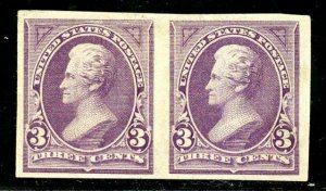 U.S. Scott 221P5 3 Cent Bank Note Proof Pair On Stamp Paper