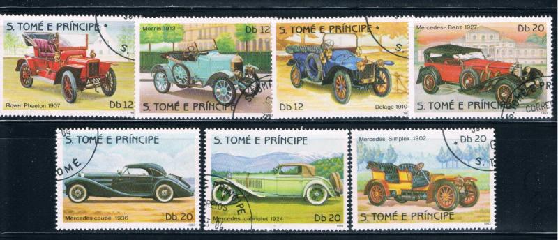 Saint Thomas and Prince Is 709b-12ab Used short set Antique Autos (GI0355)