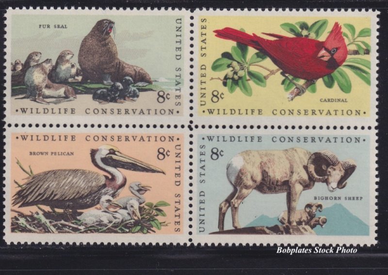 BOBPLATES #1464-7 Wildlife Conservation Block of 4 F-VF NH SCV=$1