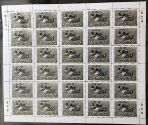 US Arizona Duck Stamp #1 MNH Sheet of 30 Pintails SCV $330.00 L37