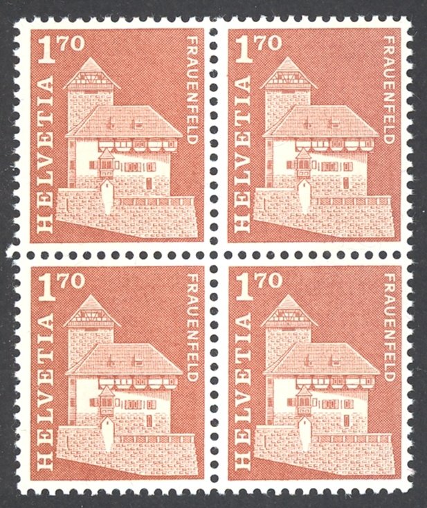 Switzerland Sc# 451 MNH Block/4 1966 1.70fr Frauenfeld Castle