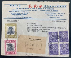 1958 Asuncion Paraguay Commercial Registered cover To New York Usa