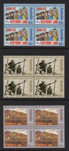 1991 Australia 3 different MNH blocks of 4 Those Who Served SG 1283-5