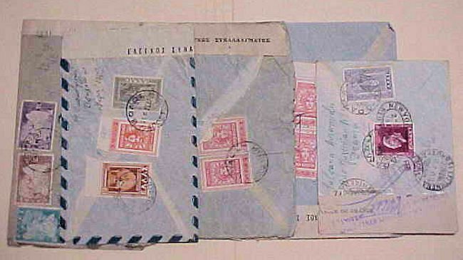 GREECE 5 CENSORED  SMALL COVERS TO USA