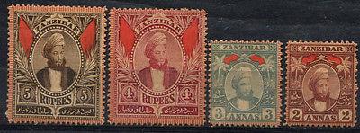 Zanzibar 1896 2a 3a 4R & 5R mint no gum 
