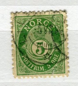 NORWAY; 1890-93 early 'ore' issue fine used Shade of 5ore. value