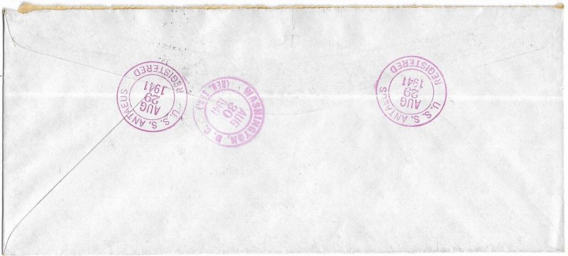 1941 USS S-44 (SS-155) to Navy Dept Washington DC Registered, 15c Prexie (N8420)