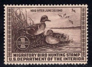 MOMEN: US STAMPS # RW6 DUCK MINT OG H $115 LOT #86590-6