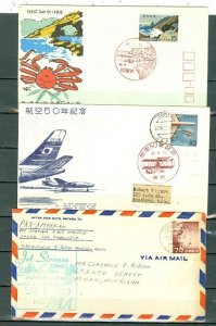 JAPAN  AIRMAIL  LOT of (6) COVERS incl (3) FDC...CACHETS