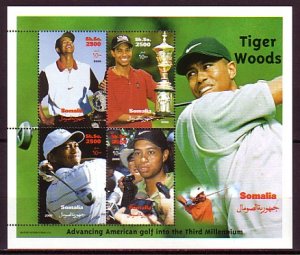 Somalia, 2000 Cinderella issue. Golfer Tiger woods sheet of 4. ^