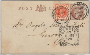 50669 -GB -  POSTAL HISTORY - PRIVATE  STATIONERY CARD with  PERFIN STAMPS  1898