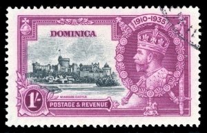 Dominica 1935 KGV Silver Jubilee 1s DOT BY FLAGSTAFF very fine used. SG 95h.