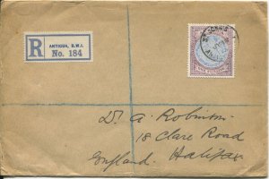 1913 Antigua registered cover to England