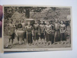 British North Borneo Postcard 1930 Sandakan Postmark Dusun Native Group