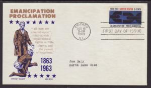 US 1233 Emancipation Proclamation Cachet Craft FDC