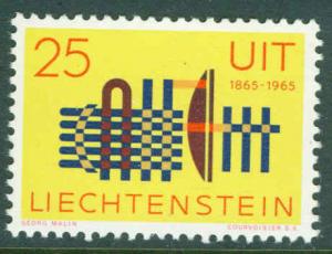 LIECHTENSTEIN Scott 405 MNH**  1965 ITU stamp