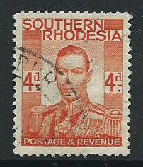 Southern Rhodesia SG 43  FU  short perf