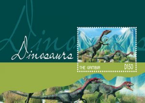 Gambia 2014 - Dinosaurs - COMPSOGNATHUS Souvenir stamp sheet - Scott #3603 - MNH