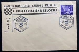 1942 Banjaluka Croatia First Day Cover FDC Sc#52 Philatelic exhibition