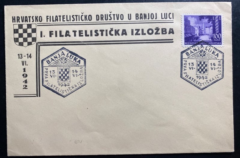 1942 Banjaluka Croatia First Day Cover FDC Sc#52 Philatelic exhibition