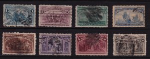 1893 COLUMBIAN Expo 1c to 10c Sc 230 to Sc 237 used set of 8 CV $72 (P2
