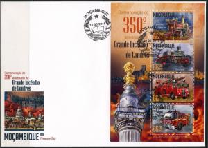 MOZAMBIQUE  2016 350th ANNIVERSARY OF THE GREAT LONDON  FIRE SHT FIRST DAY COVER