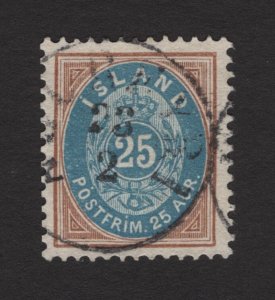 Iceland 1900 25a Brown and Blue Oval #29 Facit 29a VF Used